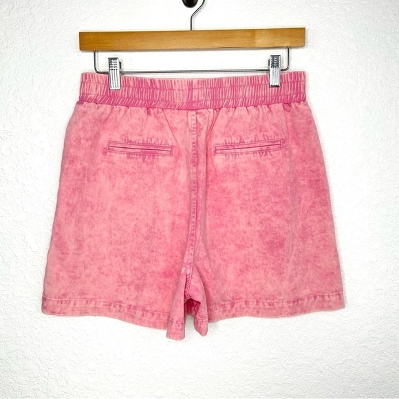 Entro Womens Elastic Waist Acid Wash Shorts Size Small Pink 100% Cotton Pockets - Picture 2 of 6